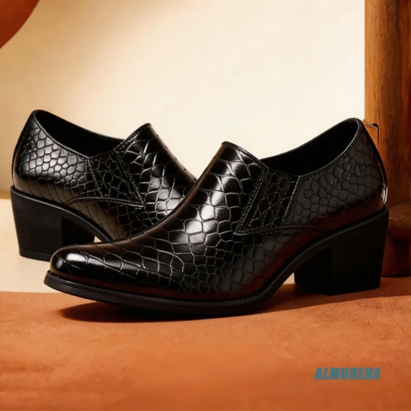 Pointed Toe Snake Pattern Men's Block Heel Loafers Urban Sleek Minimalist Evening Business Wedding Daily Casual Dress Shoes
Pointed Toe Snake Pattern Men's Block Heel Loafers Urban Sleek Minimalist Evening Business Wedding Daily Casual Dress Shoes