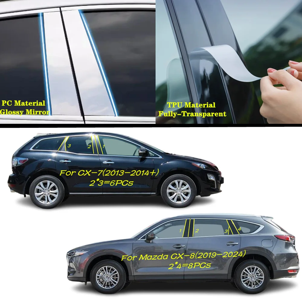 For Mazda CX-7 CX7 CX8 2013+/CX-8 2019+ Car TPU/Glossy Mirror Pillar Post Cover Door Trim Window Molding Sticker Accessories
For Mazda CX-7 CX7 CX8 2013+/CX-8 2019+ Car TPU/Glossy Mirror Pillar Post Cover Door Trim Window Molding Sticker Accessories