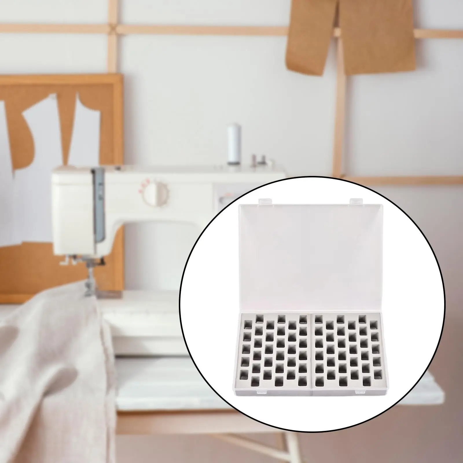 66 Grids Bobbin Storage Box Thread Spools Box Protective Home Container Sewing