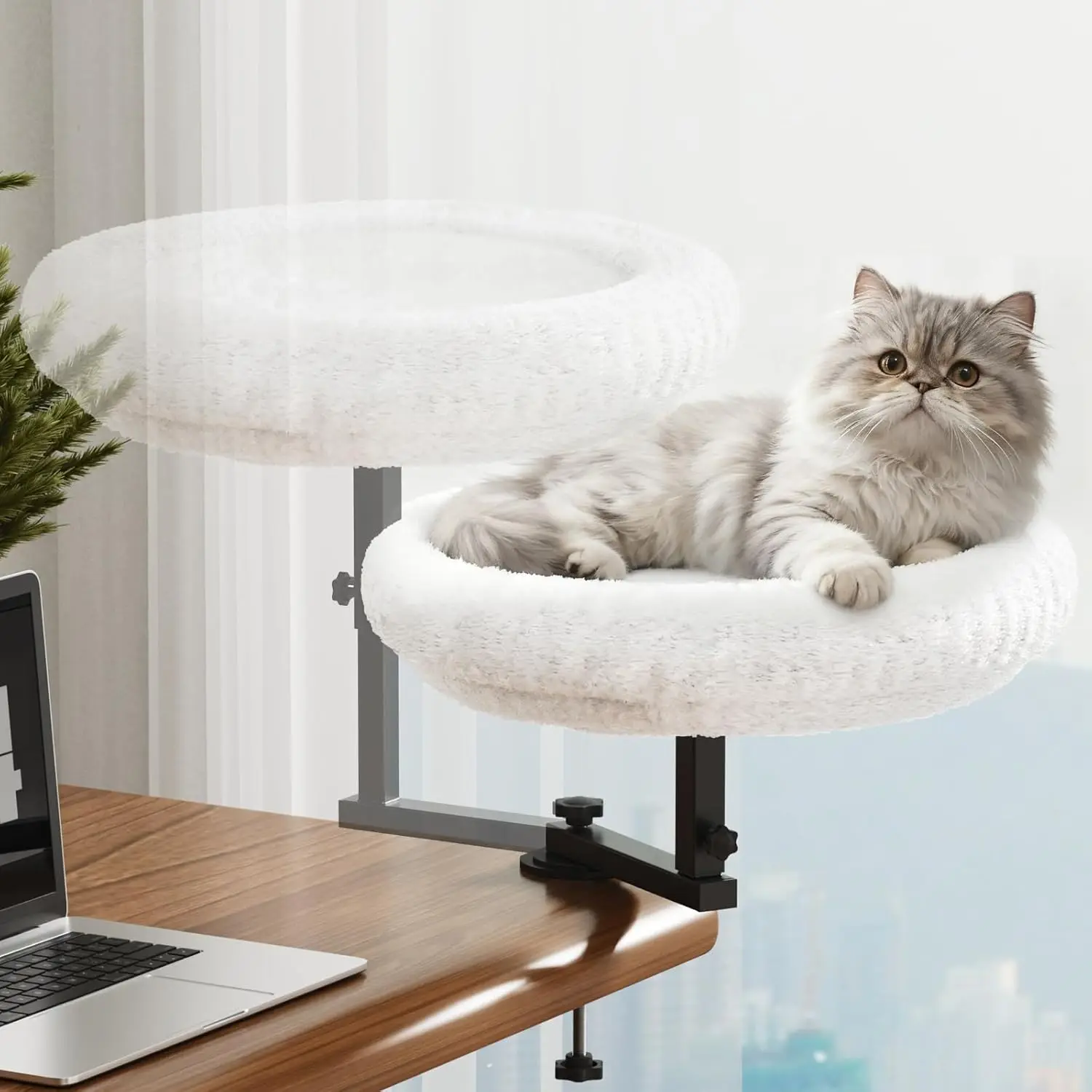 Adjustable Cat Desk Bed, 360° Rotatable Elevated Cat Bed for Home Office, Space-Saving, Supports Up to 60 lbs, Soft Faux Fur wit
Adjustable Cat Desk Bed, 360° Rotatable Elevated Cat Bed for Home Office, Space-Saving, Supports Up to 60 lbs, Soft Faux Fur wit