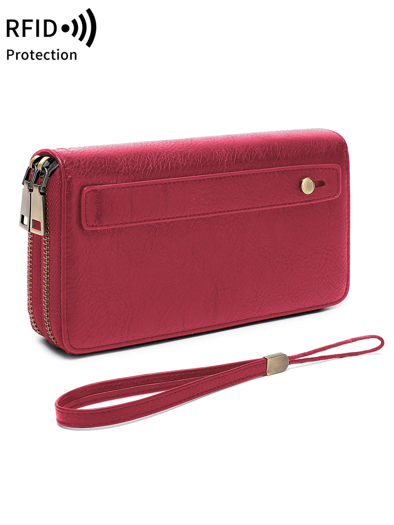 Женский кошелек с блокировкой RFID, 100% кожа, большой вместительный кошелек с двойной молнией, держатель для телефона, клатч, дорожный кошелек с браслетом
Женский кошелек с блокировкой RFID, 100% кожа, большой вместительный кошелек с двойной молнией, держатель для телефона, клатч, дорожный кошелек с браслетом