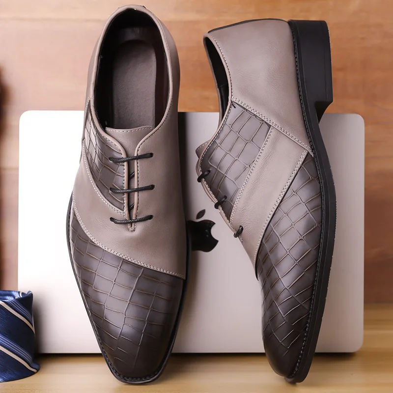 Stylish Men's Black Brown Crocodile Embossed Leather Oxfords Formal Lace-Up Dress Shoes for Business Wedding Office Moccasins
Stylish Men's Black Brown Crocodile Embossed Leather Oxfords Formal Lace-Up Dress Shoes for Business Wedding Office Moccasins