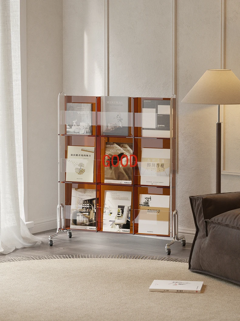 Acrylic Reading Display Stand Floor Light Luxury Multi-Layer Bookshelf Movable the Newspaper Stand
Acrylic Reading Display Stand Floor Light Luxury Multi-Layer Bookshelf Movable the Newspaper Stand