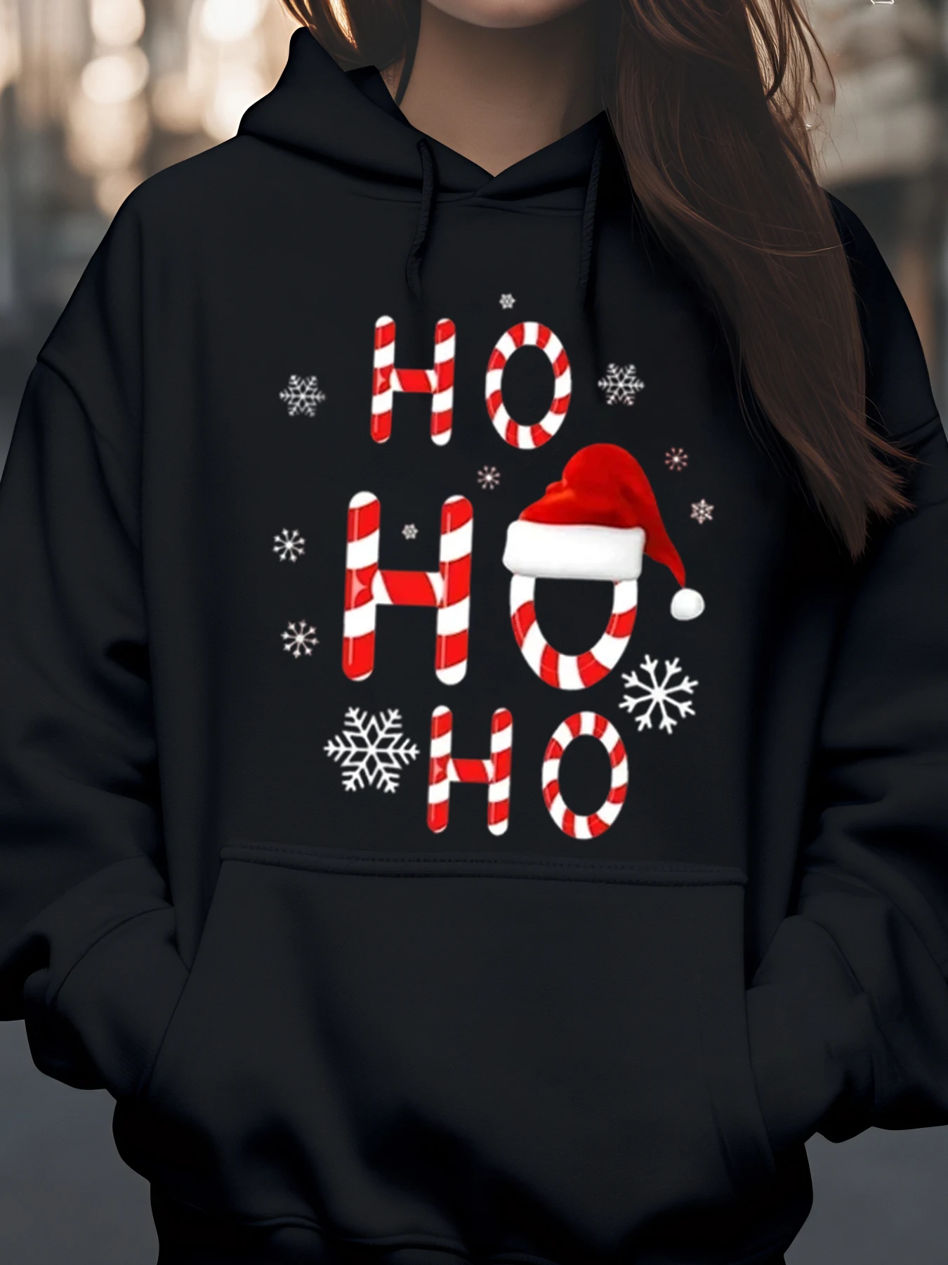 Candy Cane Ho Ho Ho Рождественская толстовка с капюшоном Праздничная одежда Женская повседневная толстовка
Candy Cane Ho Ho Ho Рождественская толстовка с капюшоном Праздничная одежда Женская повседневная толстовка