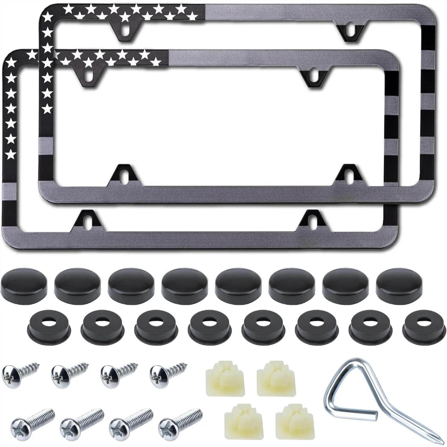 2 Pack American Flag License Plate Frame Holder, Universal Matte Stripe US Flag Patriotic Stainless Steel Car Plate Covers with
2 Pack American Flag License Plate Frame Holder, Universal Matte Stripe US Flag Patriotic Stainless Steel Car Plate Covers with