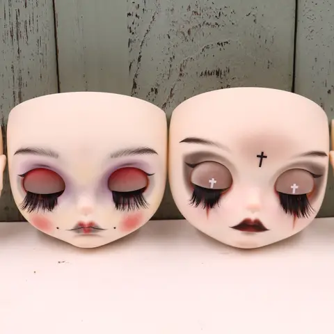 Horror Film ICY DBS Ooak Blyth Doll Hand-Painted Face Plate Including Back Plate Screws Carved lips 1/6 BJD Anime Girl