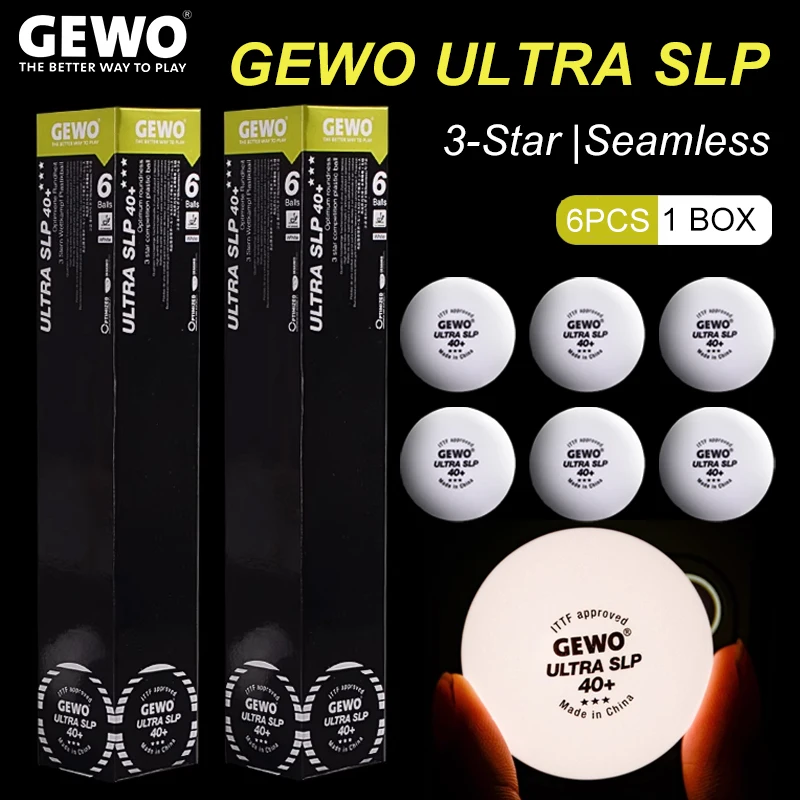 GEWO ULTRA SLP бесшовные 40+ мяч для настольного тенниса 3 звезды прочные мячи для пинг-понга для тренировок соревнований одобрен ITTF 6 шт./кор. 
GEWO ULTRA SLP бесшовные 40+ мяч для настольного тенниса 3 звезды прочные мячи для пинг-понга для тренировок соревнований одобрен ITTF 6 шт./кор.