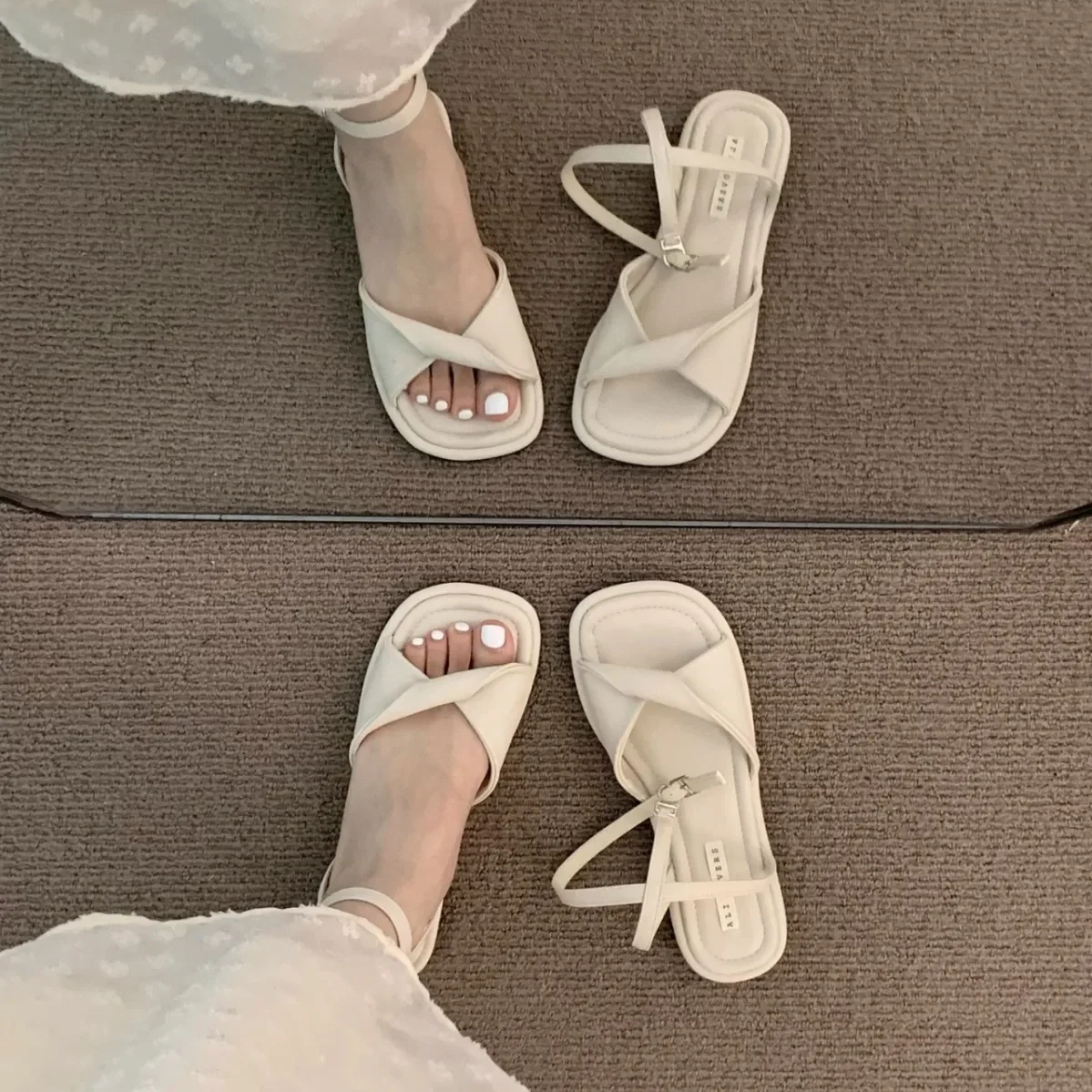 2026 Summer New Women's Milky White French Open-Toed Flat Sandals - Evening Breeze Soft Sole Roman Vacation Shoes
2026 Summer New Women's Milky White French Open-Toed Flat Sandals - Evening Breeze Soft Sole Roman Vacation Shoes