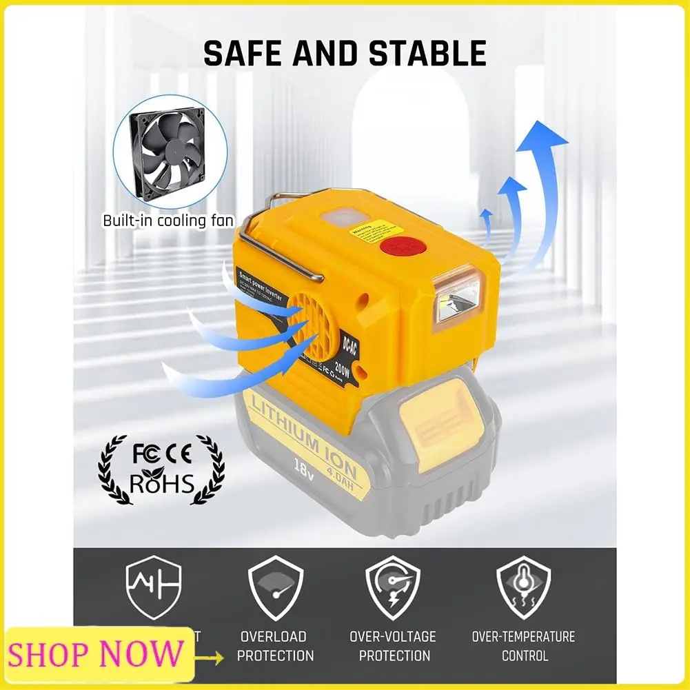 Специальный инвертор мощности 200 Вт для литиевой батареи Dewalt 20 В переменного тока 120 В со светодиодной рабочей подсветкой 280 люмен, простой в использовании
Специальный инвертор мощности 200 Вт для литиевой батареи Dewalt 20 В переменного тока 120 В со светодиодной рабочей подсветкой 280 люмен, простой в использовании
