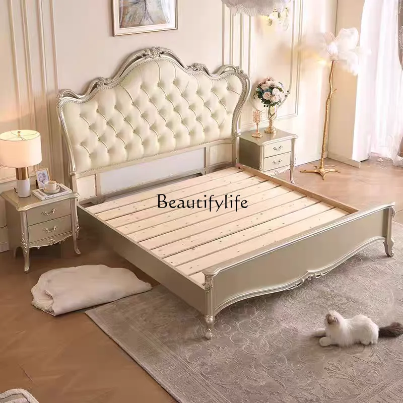 American light luxury carved solid wood double bed modern simple master bedroom bed European style
American light luxury carved solid wood double bed modern simple master bedroom bed European style