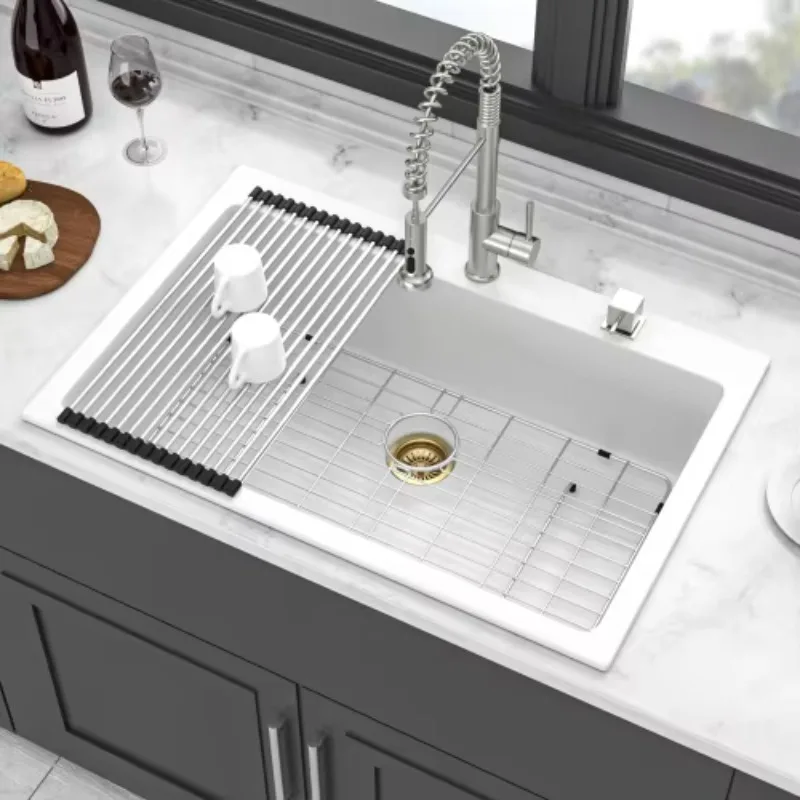 ATV Single Bowl Kitchen Sink Set 33x22 Inch, White Composite Quartz Granite Undermount Modern Sink For Wholesale
ATV Single Bowl Kitchen Sink Set 33x22 Inch, White Composite Quartz Granite Undermount Modern Sink For Wholesale