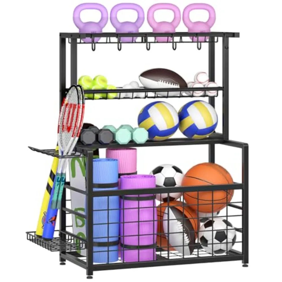 Sports Equipment Garage Organizer Ball Storage Rack with Basket Heavy Duty Ball Holder with Hooks for Outdoor Garage Club Basem
Sports Equipment Garage Organizer Ball Storage Rack with Basket Heavy Duty Ball Holder with Hooks for Outdoor Garage Club Basem