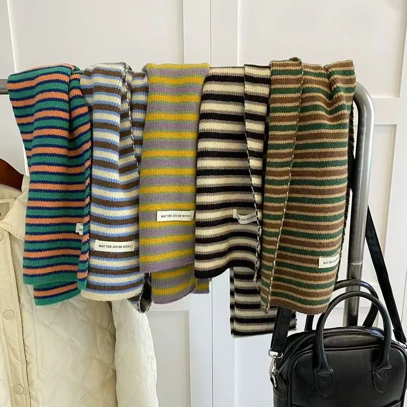 High Quality Thickened Winter Scarves Striped Warm Knitted Scarves Windproof Neck Warmer
High Quality Thickened Winter Scarves Striped Warm Knitted Scarves Windproof Neck Warmer