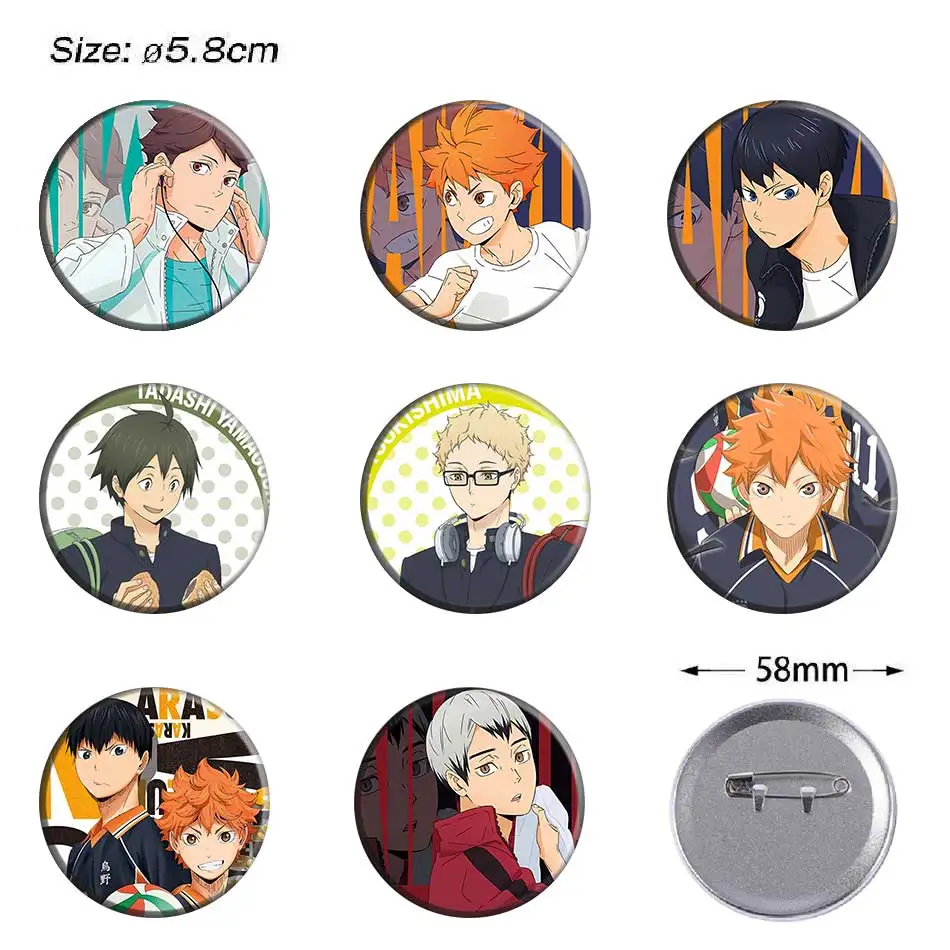 58mm Haikyu! Anime Character Exquisite Round Badge Cartoon Brooches Stylish Ornament Pins Bag Clothes Accessories Collect Gifts
58mm Haikyu! Anime Character Exquisite Round Badge Cartoon Brooches Stylish Ornament Pins Bag Clothes Accessories Collect Gifts