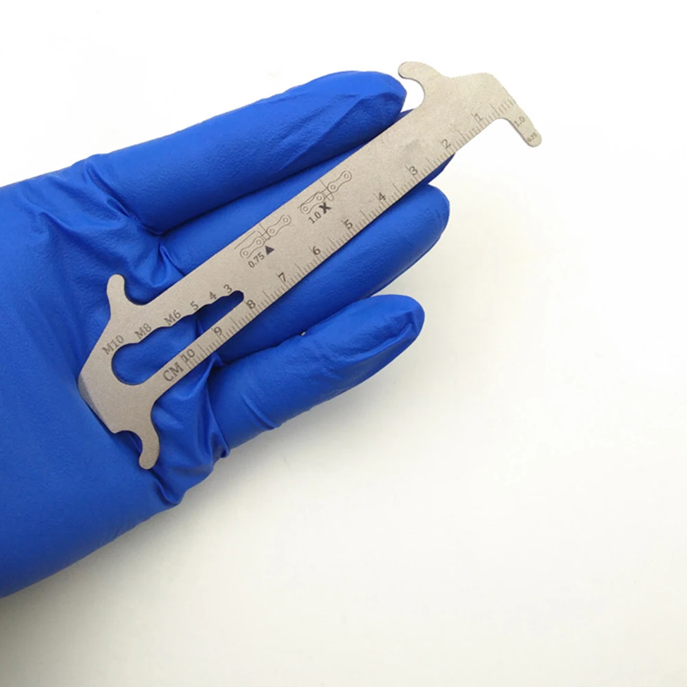 Bike Chain Wear Indicator Gauge Stainless Steel Ruler Tool for Measuring Chain Elongation and Sprocket Protection Repair Checker
Bike Chain Wear Indicator Gauge Stainless Steel Ruler Tool for Measuring Chain Elongation and Sprocket Protection Repair Checker