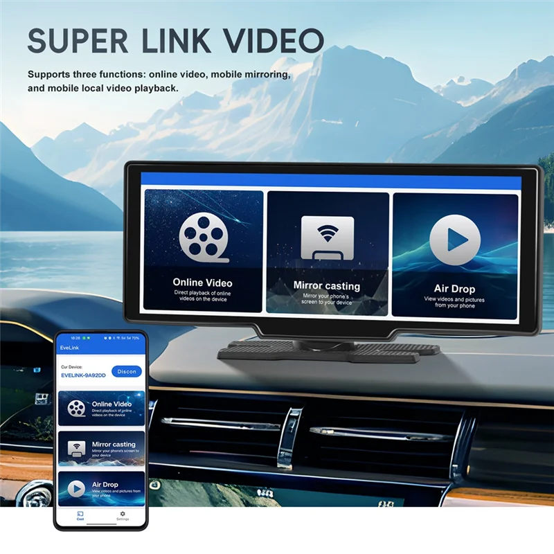 10,26-дюймовый автомобильный монитор, беспроводной Carplay Android Auto HD-экран, Bluetooth FM-передатчик, видеоплеер
10,26-дюймовый автомобильный монитор, беспроводной Carplay Android Auto HD-экран, Bluetooth FM-передатчик, видеоплеер