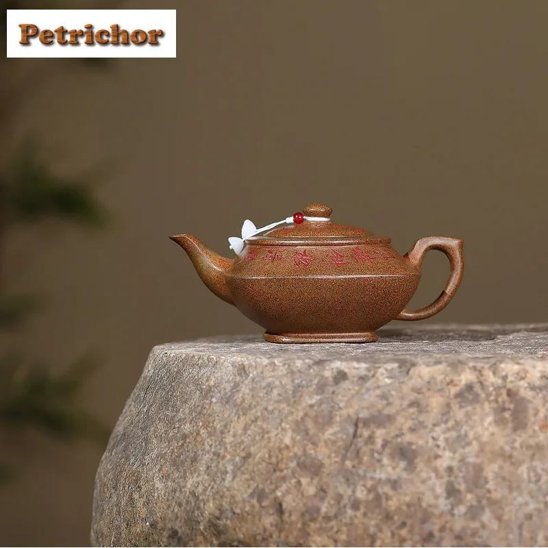 300ml Creative Yixing Purple Clay Teapots Handmade Square Han Yunpot Raw Ore The Keel Gold Sand Kettle Chinese Zisha Tea Set Cha
300ml Creative Yixing Purple Clay Teapots Handmade Square Han Yunpot Raw Ore The Keel Gold Sand Kettle Chinese Zisha Tea Set Cha