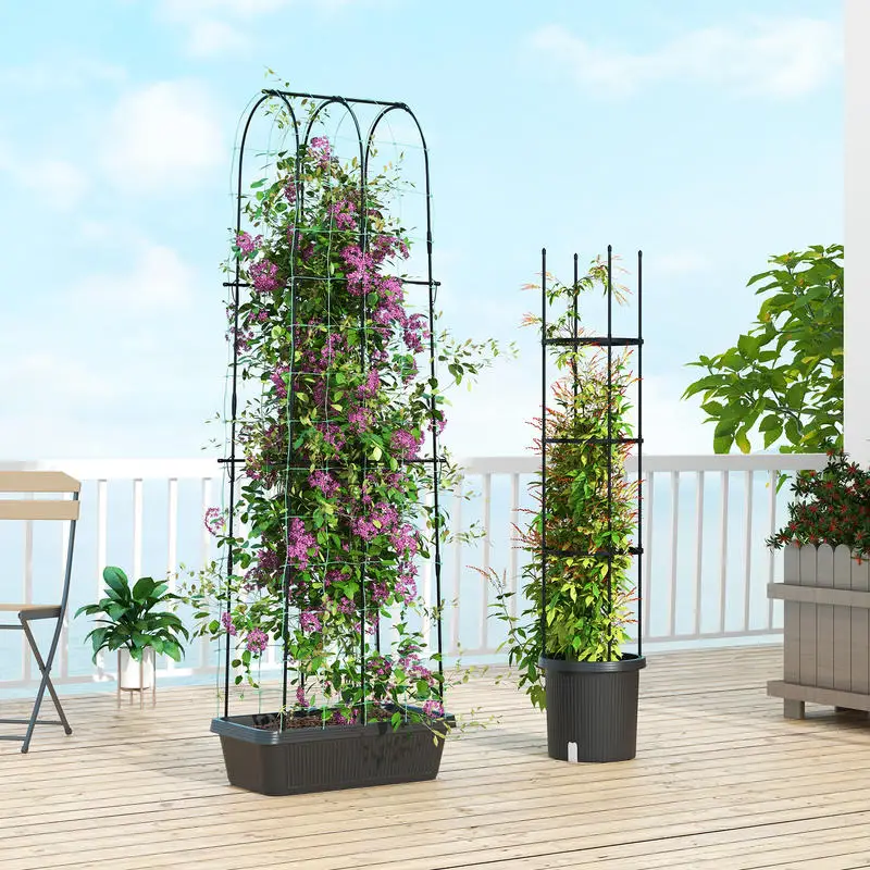 2 Pack Garden Planters with Trellis Cucumber Trellis Tomato Cage-Black
2 Pack Garden Planters with Trellis Cucumber Trellis Tomato Cage-Black