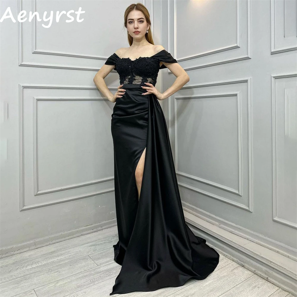 Черные вечерние платья с открытыми плечами Aenyrst, корсажные атласные платья-русалки с разрезом и бисером, платье для выпускного вечера, женское платье до пола
Черные вечерние платья с открытыми плечами Aenyrst, корсажные атласные платья-русалки с разрезом и бисером, платье для выпускного вечера, женское платье до пола