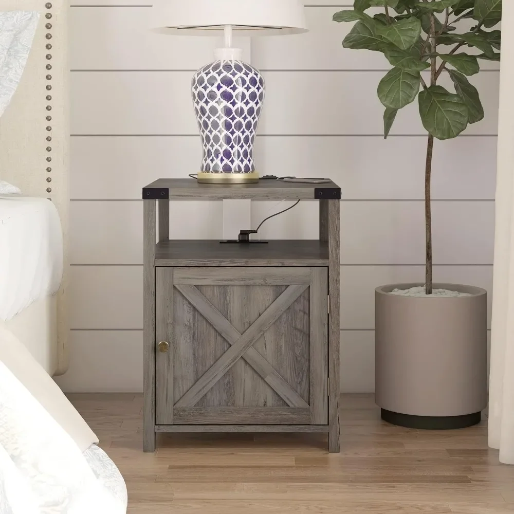 Nightstand with Charging Station with Storage Living Room Side Table Grey Nightstand Table with USB Ports and Outlets
Nightstand with Charging Station with Storage Living Room Side Table Grey Nightstand Table with USB Ports and Outlets