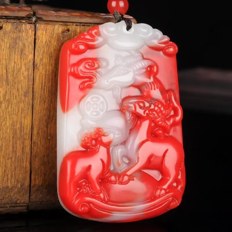 Natural Hetian Chicken Blood Red Jade Sanyang Kaitai Pendant Pendant Men's and Women's Zodiac Sheep
Natural Hetian Chicken Blood Red Jade Sanyang Kaitai Pendant Pendant Men's and Women's Zodiac Sheep