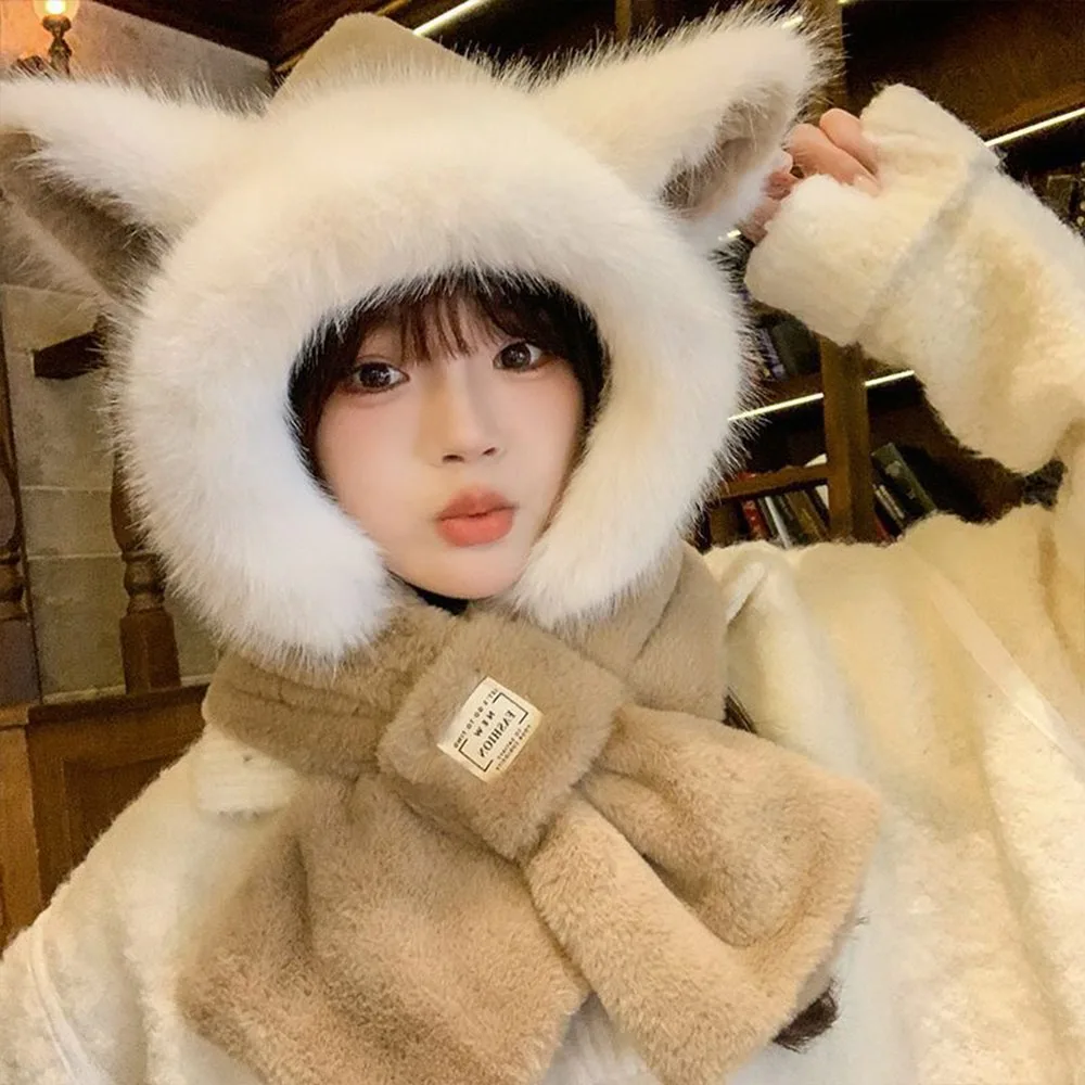 Cute Winter Warm Hat Fox Ear Thickened Beanies Cap Windproof Keep Warm Integrated Hat Scarf Set Outdoor
Cute Winter Warm Hat Fox Ear Thickened Beanies Cap Windproof Keep Warm Integrated Hat Scarf Set Outdoor