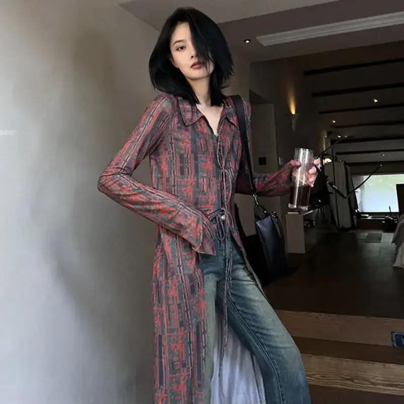 Women's Polp Collar Lace Up Long Sleeved Printed Thin Shirt Vintage Clothes Female New Design Long Top Personalized
Women's Polp Collar Lace Up Long Sleeved Printed Thin Shirt Vintage Clothes Female New Design Long Top Personalized