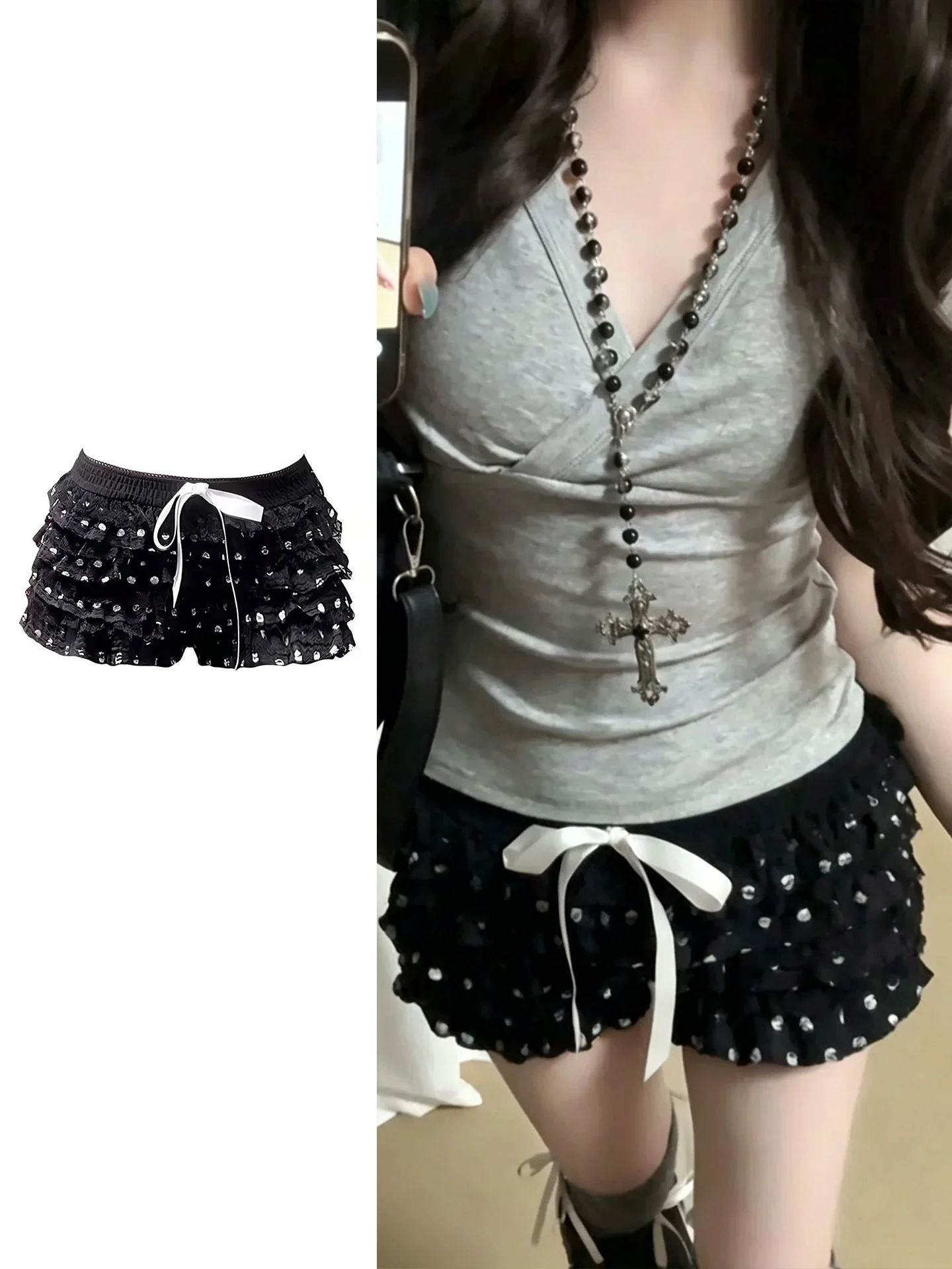 Black Polka Dot Low Waist Drawstring Short Pants Women's Summer Slimming Hot Pants Girl's Cake Skirt Sweet Style Casual Pants
Black Polka Dot Low Waist Drawstring Short Pants Women's Summer Slimming Hot Pants Girl's Cake Skirt Sweet Style Casual Pants