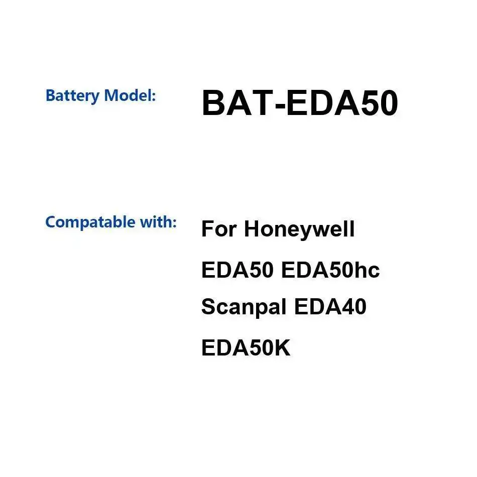 Premium Replacement For Honeywell EDA50 Eda50hc EDA40 EDA50K Handheld Terminal Device Battery 4000Mah Bat-EDA50 Long-Lasting
Premium Replacement For Honeywell EDA50 Eda50hc EDA40 EDA50K Handheld Terminal Device Battery 4000Mah Bat-EDA50 Long-Lasting