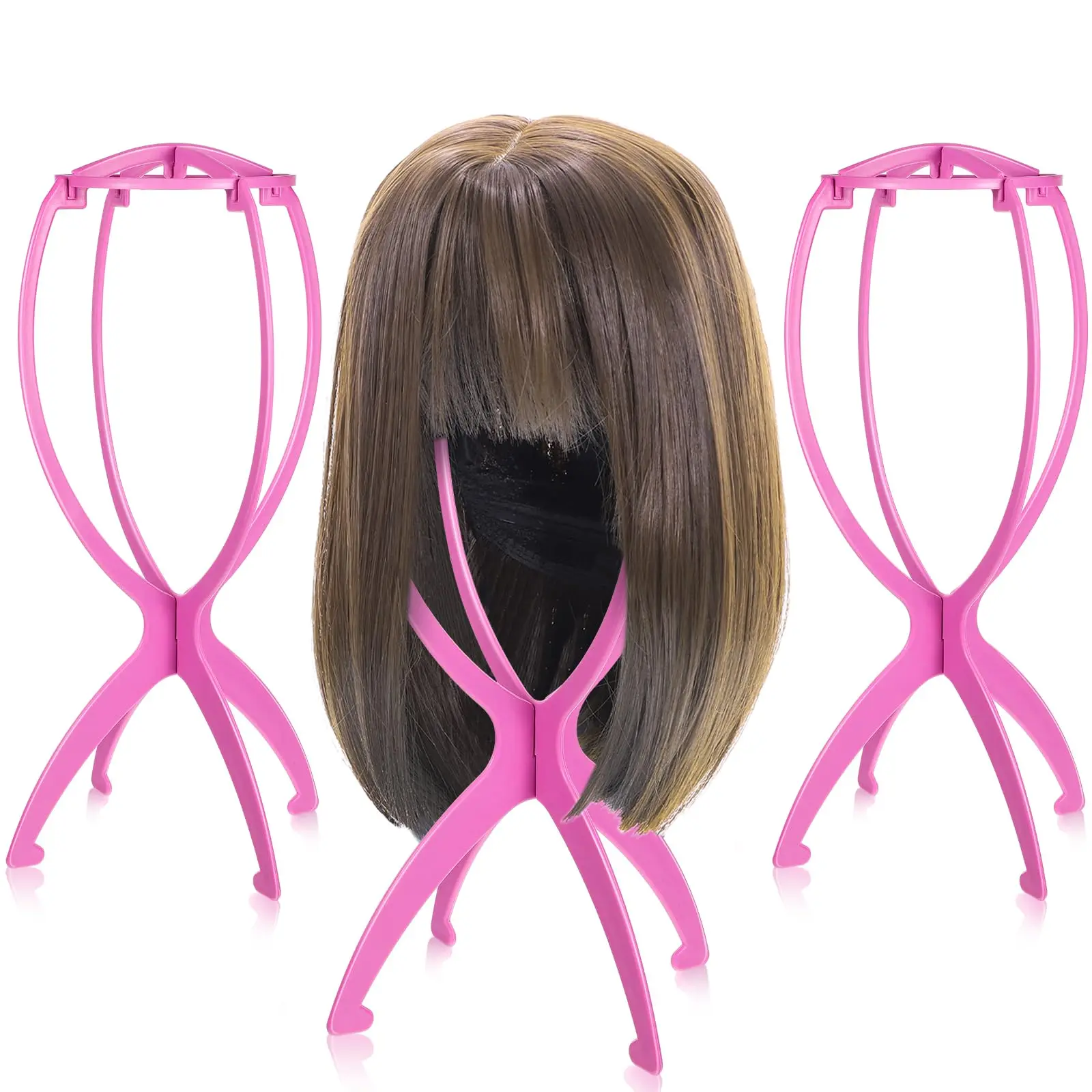 3 pack Pink Wig Stand, Portable Wig Holder Wig Head Stand for All Wigs Travel Wig Hair Stylist Gifts for Women
3 pack Pink Wig Stand, Portable Wig Holder Wig Head Stand for All Wigs Travel Wig Hair Stylist Gifts for Women