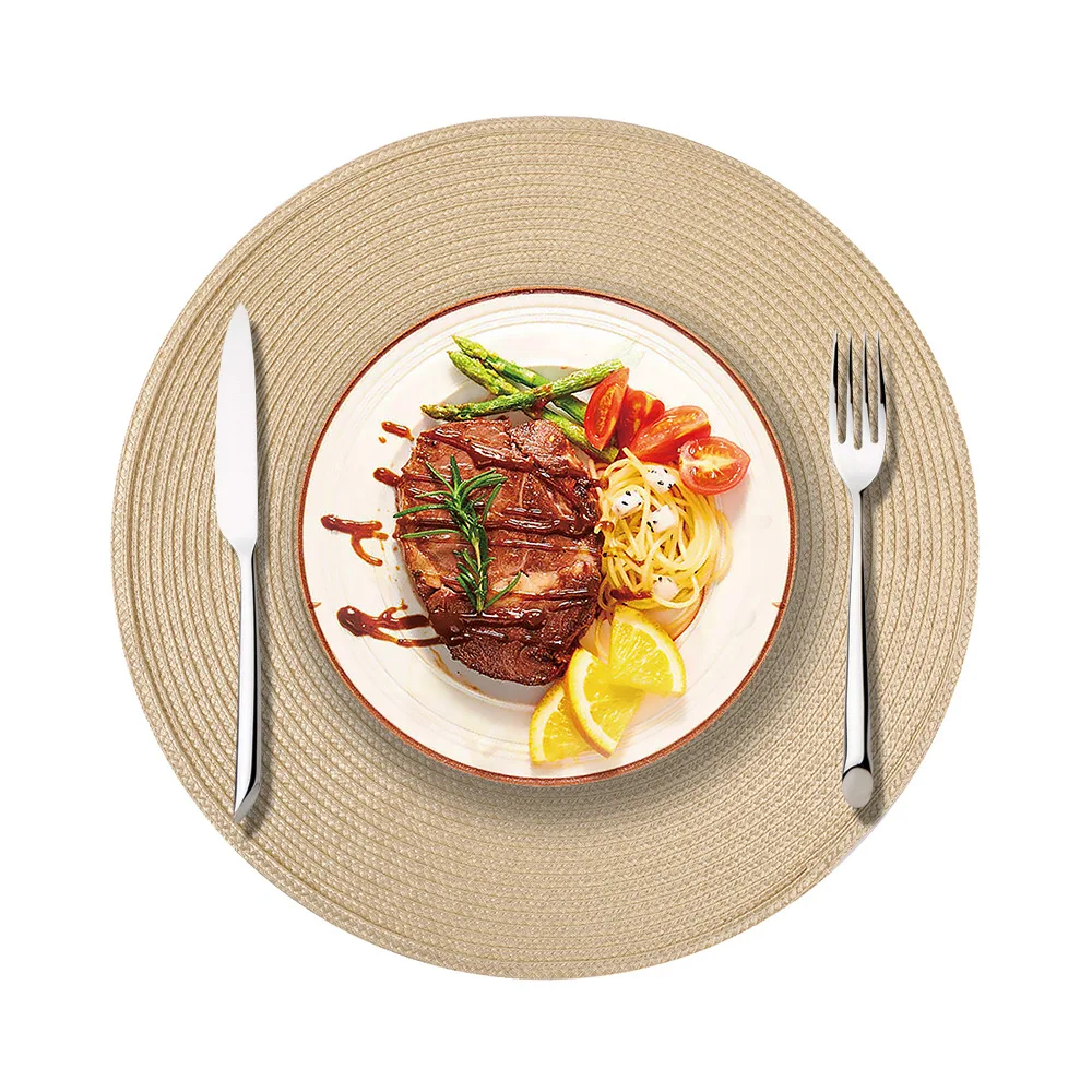 2/4pc Round Woven Placemats PP Waterproof Dining Table Mat Non-Slip Napkin Disc Bowl Pads Drink Cup Coasters Kitchen Decoration
2/4pc Round Woven Placemats PP Waterproof Dining Table Mat Non-Slip Napkin Disc Bowl Pads Drink Cup Coasters Kitchen Decoration