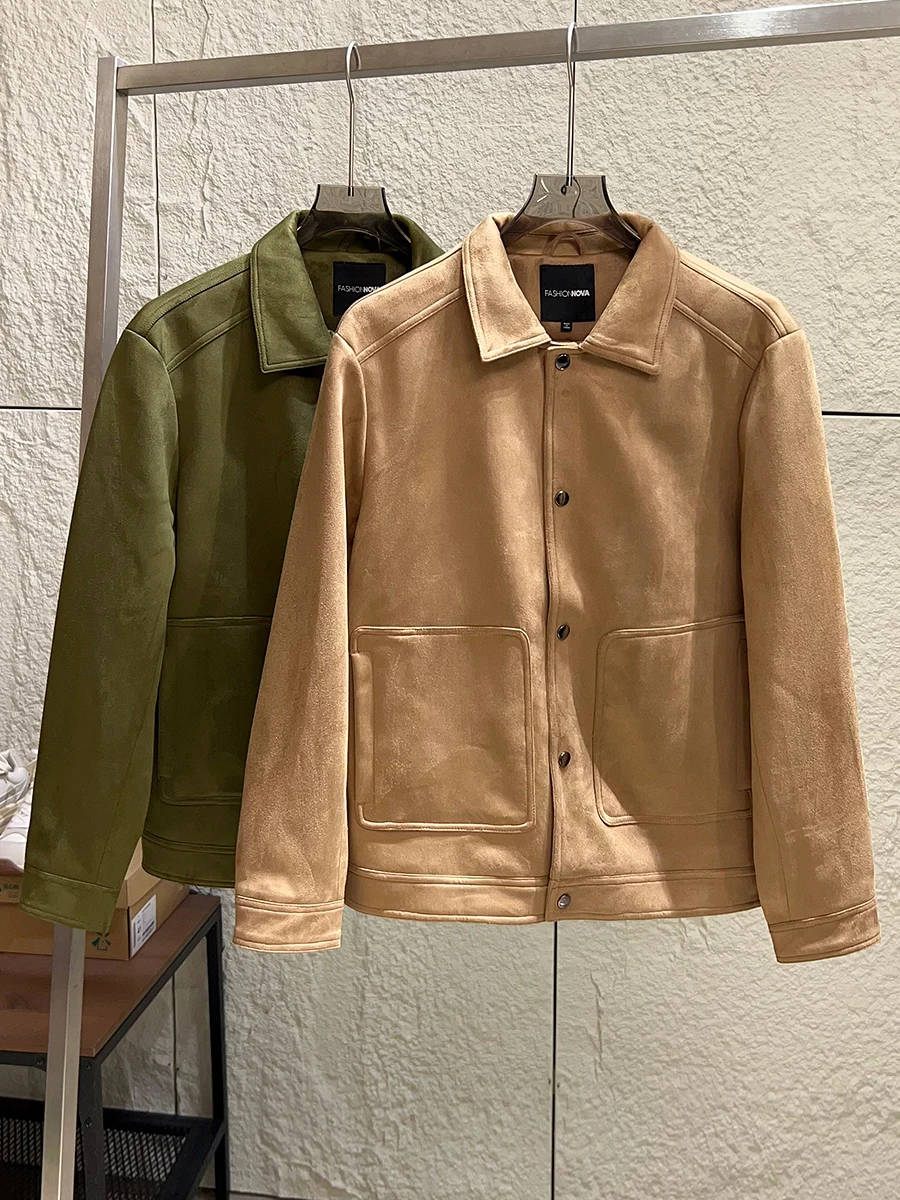 Retro Luxury Suede Jacket for Men Casual Loose Fit Autumn Winter Outerwear Versatile Flip Collar Youth Fashion Long Sleeve
Retro Luxury Suede Jacket for Men Casual Loose Fit Autumn Winter Outerwear Versatile Flip Collar Youth Fashion Long Sleeve