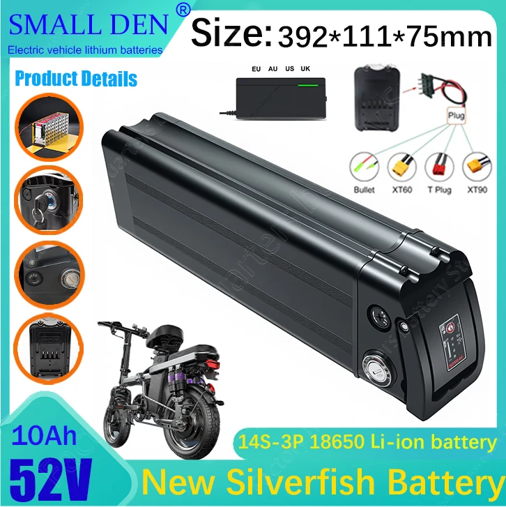 New Silver Fish 52V 10Ah 14S-3P Removable Li-ion Battery Pack with Built-in BMS for 1500W Folding Electric Two-Wheeler+3ACharger
New Silver Fish 52V 10Ah 14S-3P Removable Li-ion Battery Pack with Built-in BMS for 1500W Folding Electric Two-Wheeler+3ACharger