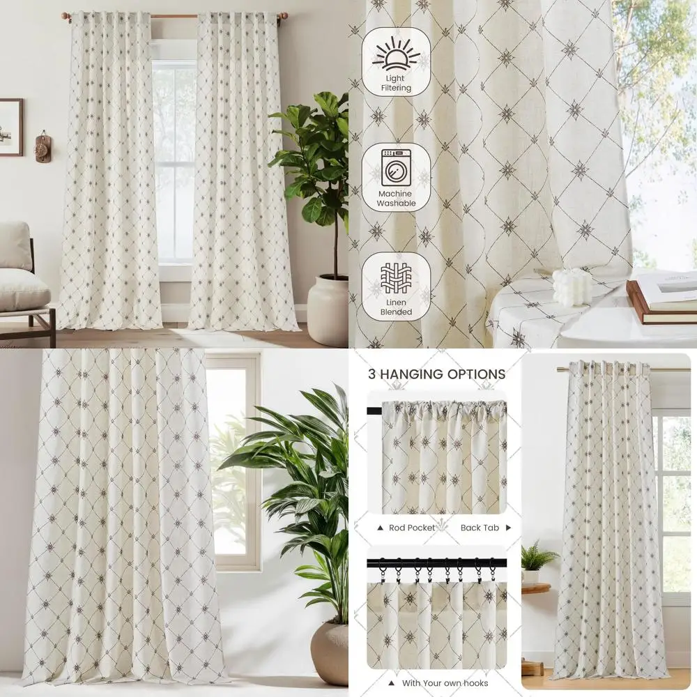 Cream Beige Lattice Diamond Farmhouse Curtains, 96 Light Filtering, Grid Privacy, 2-Panel Set for Living Spaces
Cream Beige Lattice Diamond Farmhouse Curtains, 96 Light Filtering, Grid Privacy, 2-Panel Set for Living Spaces