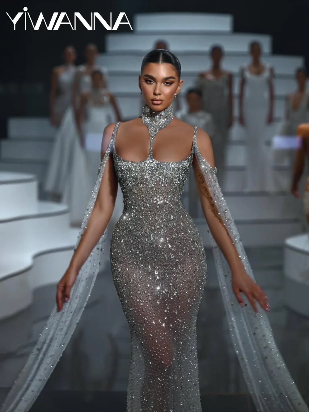 Illusion Shimmering Crystal Evening Dress Chic Off Shoulder Floor-length Wedding Party Gown Customized Elegant Prom Dresses
Illusion Shimmering Crystal Evening Dress Chic Off Shoulder Floor-length Wedding Party Gown Customized Elegant Prom Dresses