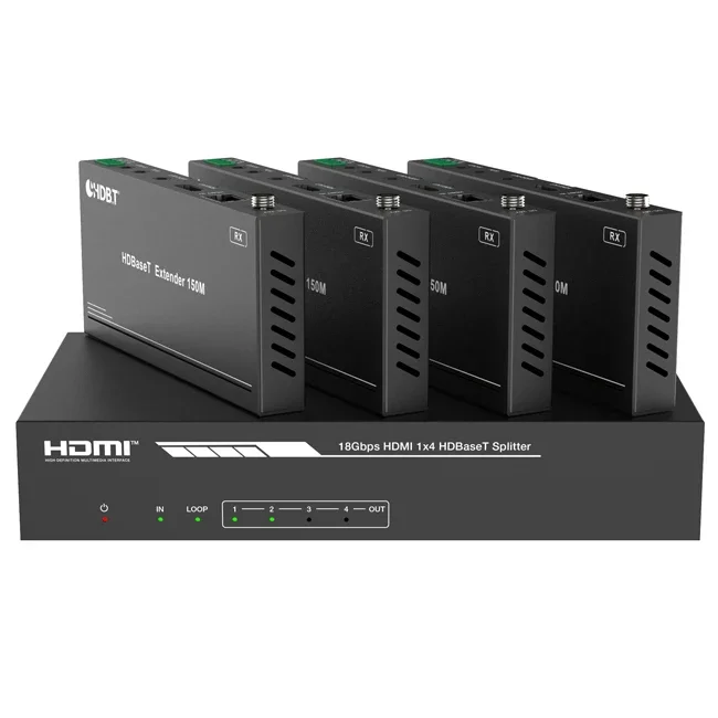 18Gbps 1x4 4K UHD HDMI HDBaset Splitter Distribution Amplifier Kit 4 Receivers
18Gbps 1x4 4K UHD HDMI HDBaset Splitter Distribution Amplifier Kit 4 Receivers