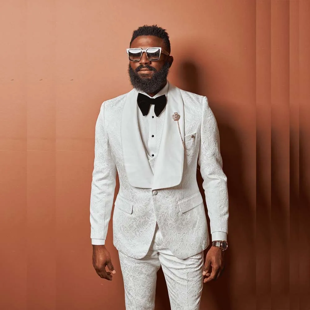 Formal White Wedding Men's Suits Blazer Elegant One Button Shawl Lapel Slim Fit 3 Piece Jacket Pants Vest Outfits Costume Homme
Formal White Wedding Men's Suits Blazer Elegant One Button Shawl Lapel Slim Fit 3 Piece Jacket Pants Vest Outfits Costume Homme