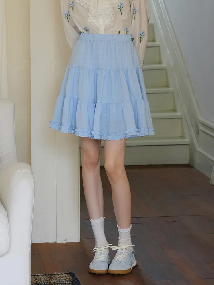 Blue Cake Half Skirt A-Line Umbrella Skirt High Waist Women's Short Skirt Earlet Lace Trim Commute Vintage Style Elastic Waist
Blue Cake Half Skirt A-Line Umbrella Skirt High Waist Women's Short Skirt Earlet Lace Trim Commute Vintage Style Elastic Waist