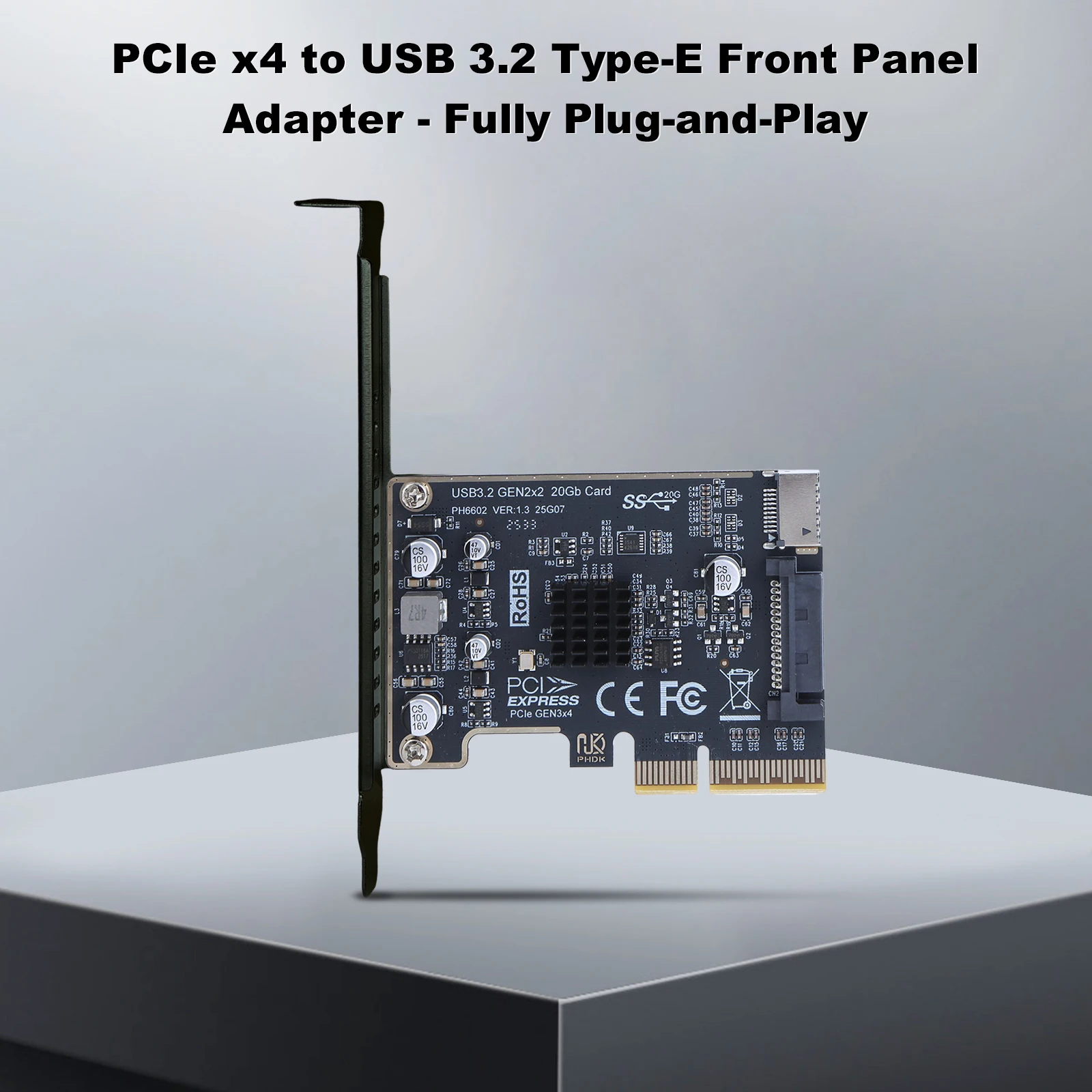 USB 3.2 GEN2 20Gb Riser Board PCI Express X4 To Type E Expansion Card Riser Converter for Desktop PC Front Panel TYPE C
USB 3.2 GEN2 20Gb Riser Board PCI Express X4 To Type E Expansion Card Riser Converter for Desktop PC Front Panel TYPE C