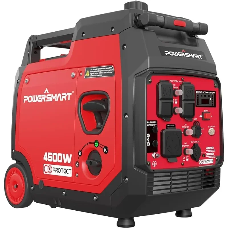PowerSmart 4500 Watt Portable Generator - Inverter Gas Powered, CO Sensor, Low Noise Generator for Outdoor, Camping
PowerSmart 4500 Watt Portable Generator - Inverter Gas Powered, CO Sensor, Low Noise Generator for Outdoor, Camping