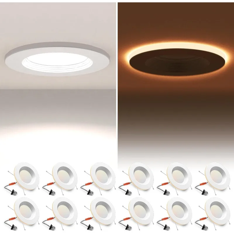 12 Pack 5/6 Inch LED Can Lights with Night Light, 5CCT Retrofit Recessed Lighting Selectable 2700K-6000K Dimmable, 12W=75W, 1200
12 Pack 5/6 Inch LED Can Lights with Night Light, 5CCT Retrofit Recessed Lighting Selectable 2700K-6000K Dimmable, 12W=75W, 1200