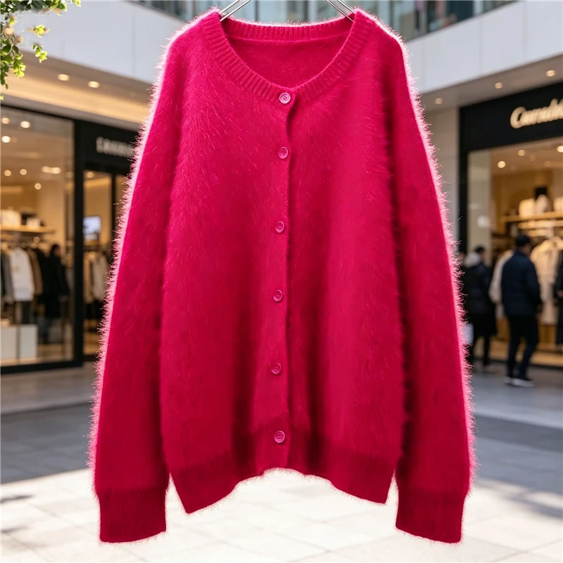 Pull Rose Ladies Women Autumn Winter Clothing Hairy Mink Cashmere Knitted Long Sleeves Loose Cardigans Angora Sweater Jumper Top
Pull Rose Ladies Women Autumn Winter Clothing Hairy Mink Cashmere Knitted Long Sleeves Loose Cardigans Angora Sweater Jumper Top