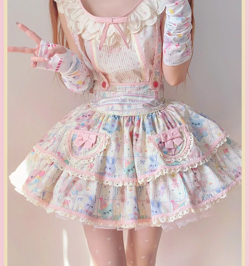 Bear Print Party Birthday Dress for Women Kawaii Girl Lolita JSK Strap Ball Gown Dress Cute Bowknot Sk Skirt Sleeveless Top Sets
Bear Print Party Birthday Dress for Women Kawaii Girl Lolita JSK Strap Ball Gown Dress Cute Bowknot Sk Skirt Sleeveless Top Sets