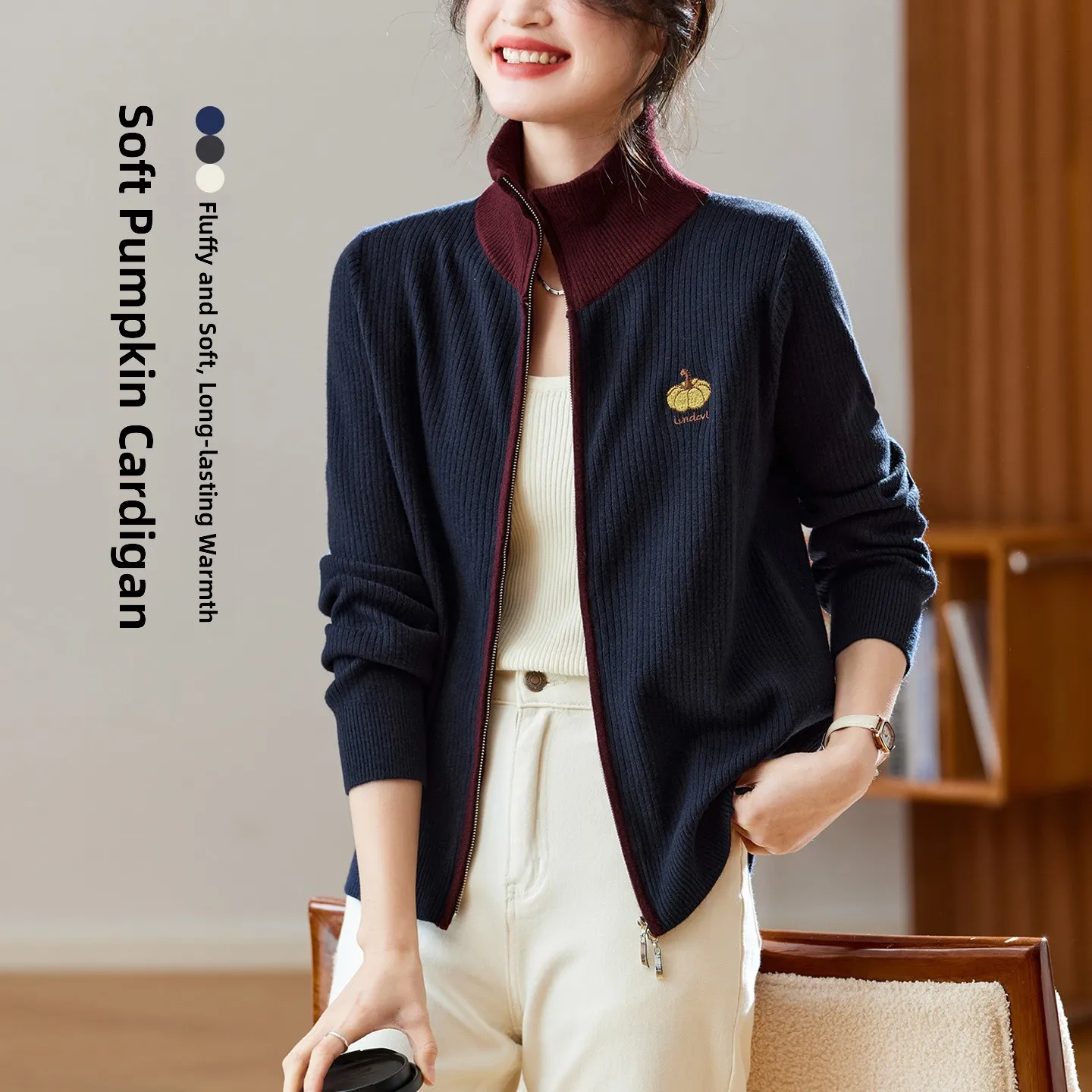 Women's Long Sve Knitted Sweater Autumn Winter Zipper Cardigan Pumpkin Pattern Thiened Knitwear Fem Faion Top
Women's Long Sve Knitted Sweater Autumn Winter Zipper Cardigan Pumpkin Pattern Thiened Knitwear Fem Faion Top