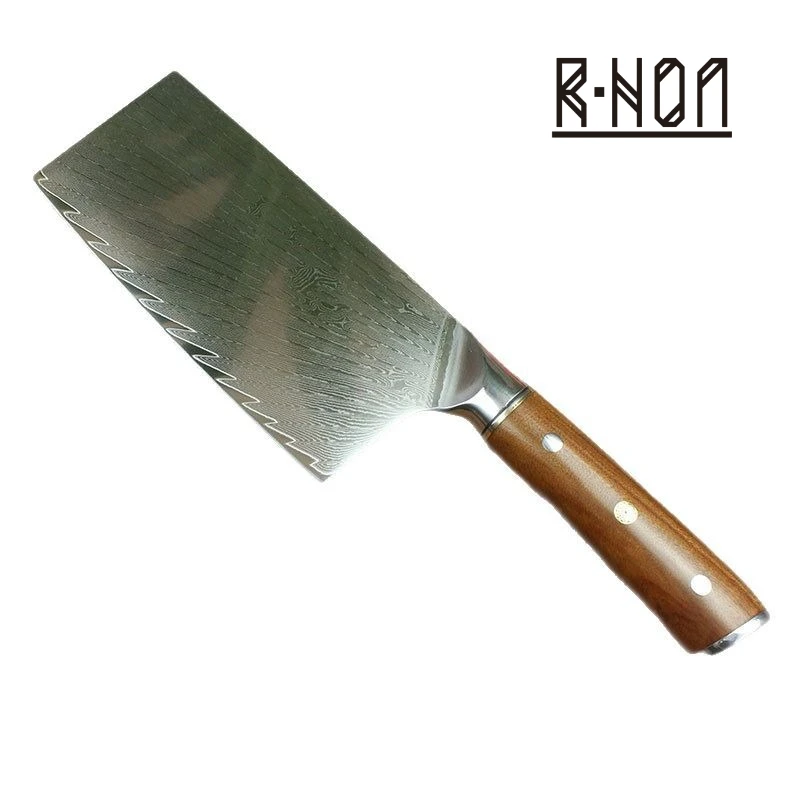 RHON 7inch VG10 Damascus Steel Cleaver Knife Chinese Kitchen Meat Slicing Vegetable Cutting Utility Cooked Knives Wooden Handle
RHON 7inch VG10 Damascus Steel Cleaver Knife Chinese Kitchen Meat Slicing Vegetable Cutting Utility Cooked Knives Wooden Handle