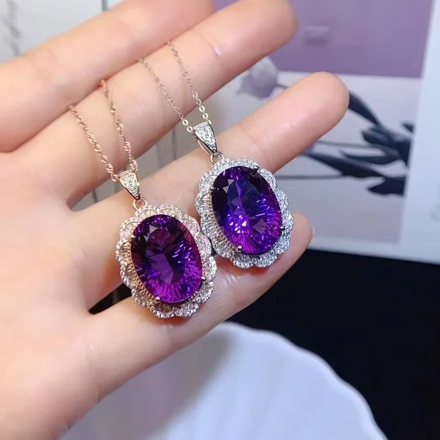 Natural Amethyst Necklace Pendant 925 Silver ewelry Gift for Woman Luxury Amethyst Pendant for Party 13mm*18mm VVS Grade
Natural Amethyst Necklace Pendant 925 Silver ewelry Gift for Woman Luxury Amethyst Pendant for Party 13mm*18mm VVS Grade