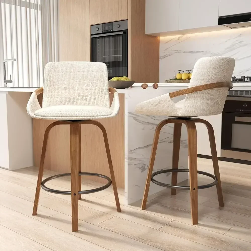 Set of 2, 26 Counter Height Bar Stools with High Backrest, Linen Wood Upholstered Chairs for Kitchen Counter, Beige
Set of 2, 26 Counter Height Bar Stools with High Backrest, Linen Wood Upholstered Chairs for Kitchen Counter, Beige