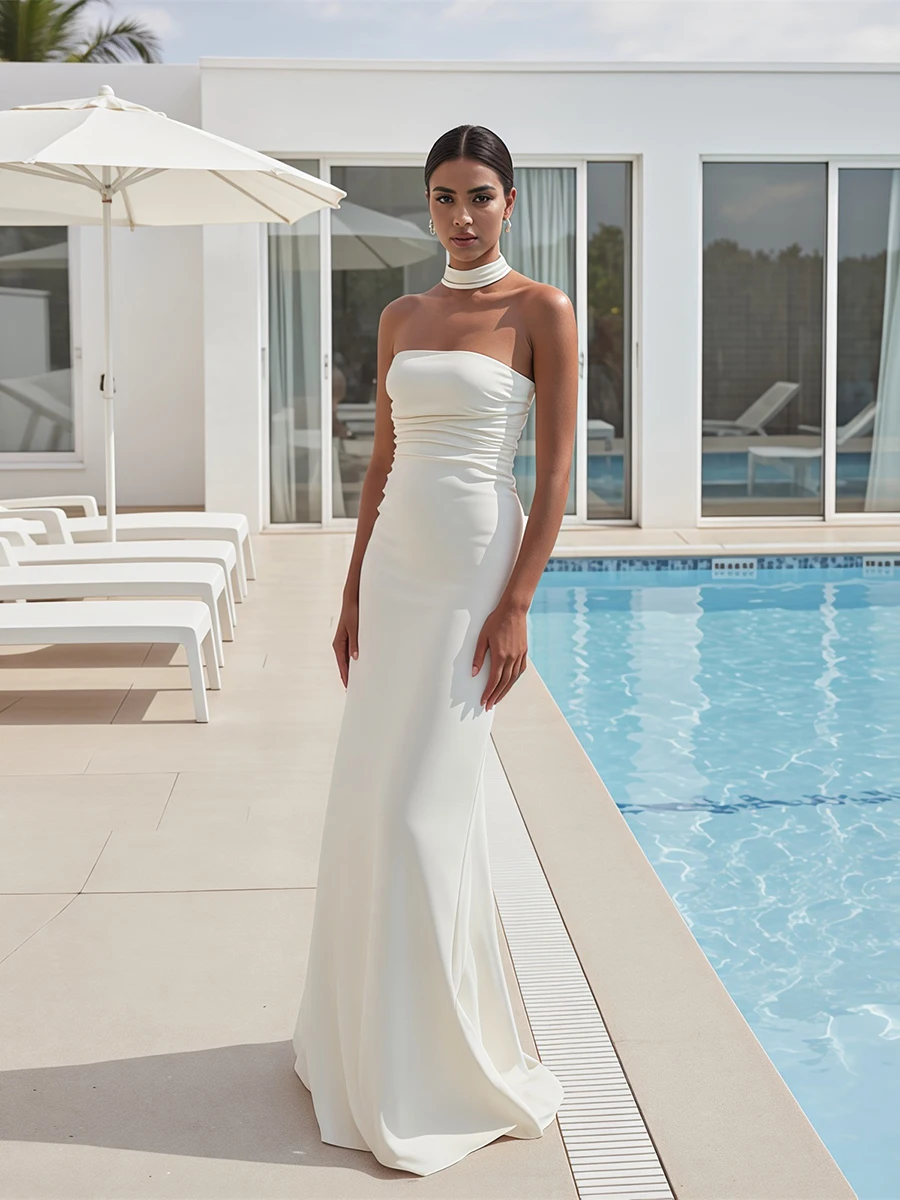 New Women Long Tube Top Dress Slim Solid Color Ruched Off Shoulder Sleeveless Evening Dress With Long Scarf S M L
New Women Long Tube Top Dress Slim Solid Color Ruched Off Shoulder Sleeveless Evening Dress With Long Scarf S M L