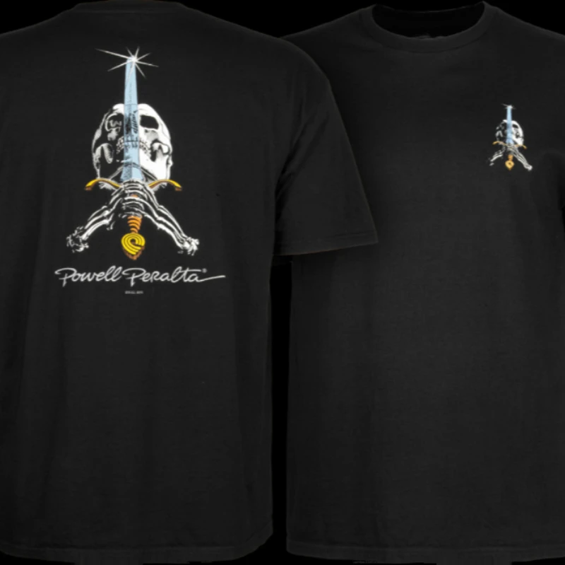 Summer Powell Peralta short-sleeved men's T-shirt with Skull and Sword round neck pure cotton black short-sleeved
Summer Powell Peralta short-sleeved men's T-shirt with Skull and Sword round neck pure cotton black short-sleeved