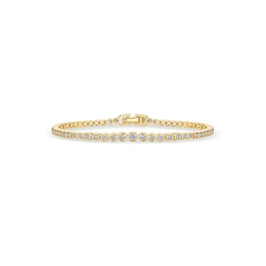 14K Gold Plated Tennis Bracelets for Women - Bezel Set Cubic Zirconia Bracelet - Simulated Diamonds Round,,, Radiant,,Valentine
14K Gold Plated Tennis Bracelets for Women - Bezel Set Cubic Zirconia Bracelet - Simulated Diamonds Round,,, Radiant,,Valentine